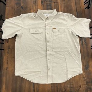 Mens XXL Orvis Short Sleeve Button Down Shirt Khaki